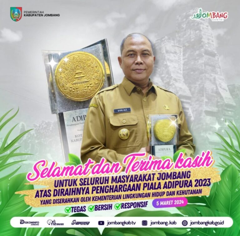 Pj Bupati Jombang Pimpin Kirab Keliling Kota, Kabupaten Jombang Sukses Raih Piala Adipura ke-14