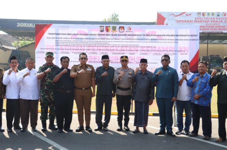 Ciptakan Pilkada Damai, Polres Mojokerto Kota Ajak Toga dan Tomas Berdeklarasi